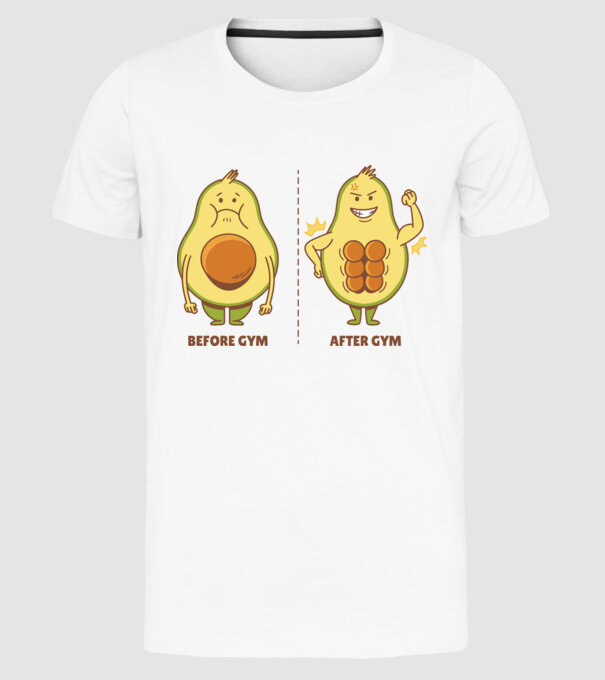Antrenament Avocado model alb pe tricou