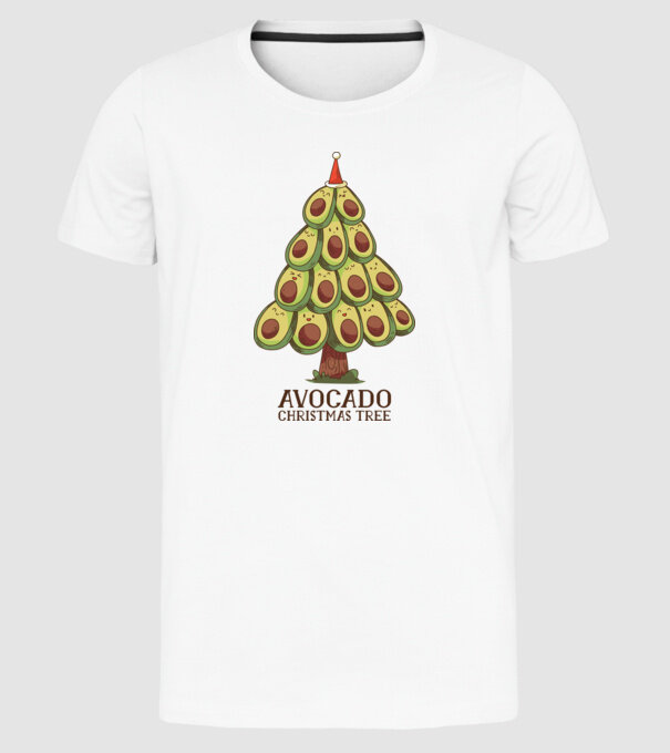 Pom de Crăciun Avocado model alb pe tricou