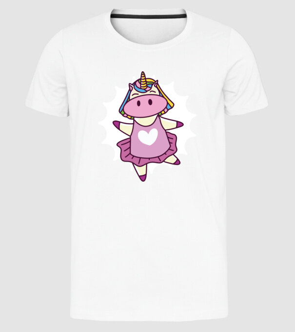 Unicorn dansator de balet model alb pe tricou
