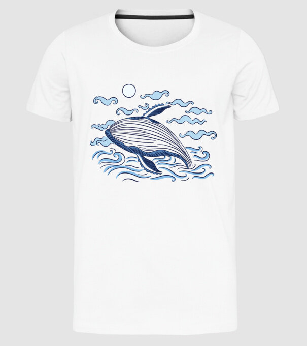 Balenă model alb pe tricou