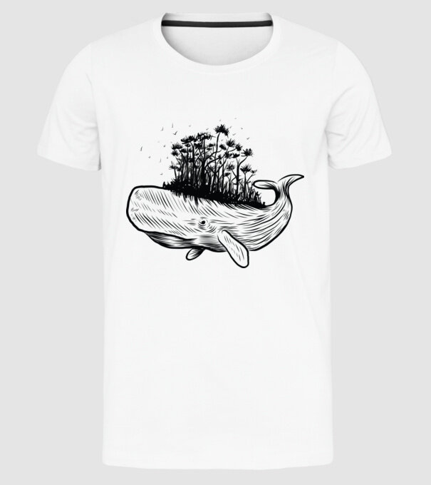 Balenă Natură model alb pe tricou