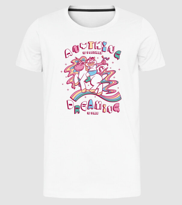 Orice este posibil Unicorn model alb pe tricou