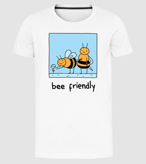 Bee friendly model alb pe tricou