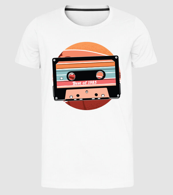 Best of 1985 retro Tape Birthday model alb pe tricou