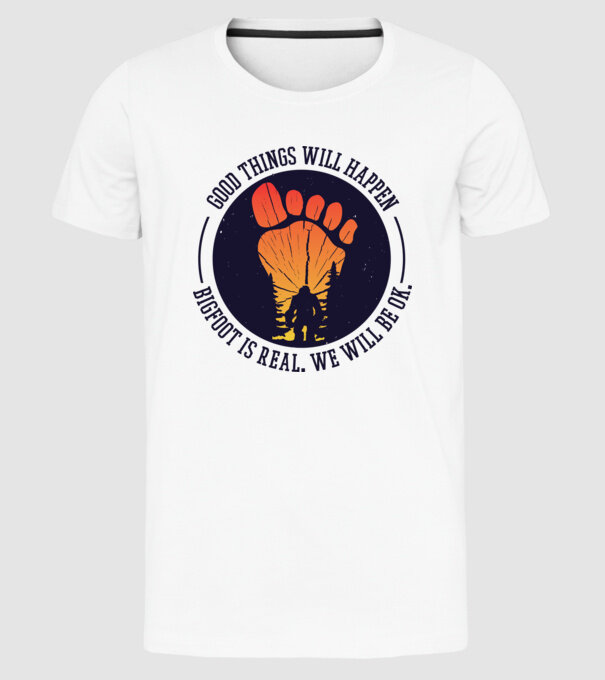Bigfoot is real model alb pe tricou