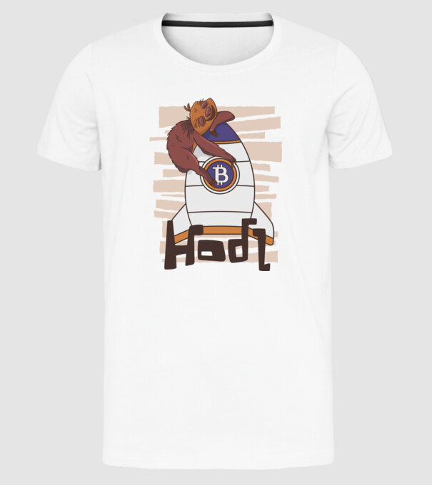 Bitcoin Hodl Leneș model alb pe tricou