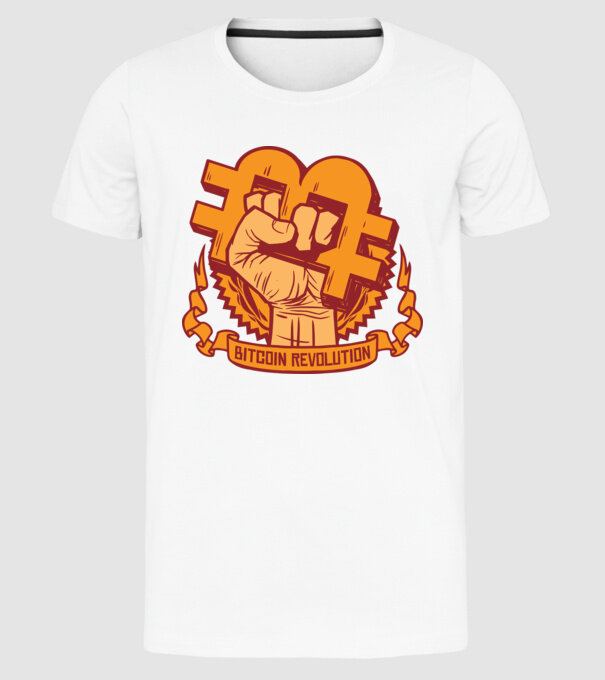 Bitcoin Revolution model alb pe tricou