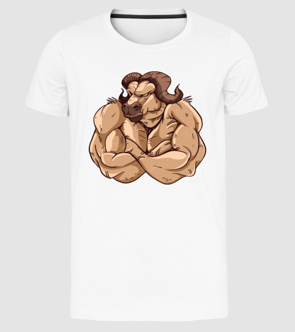 Puternic ca un bivol model alb pe tricou