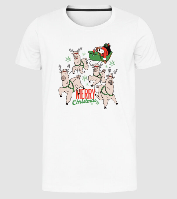 Crăciun Fericit Moș Crăciun Leneș model alb pe tricou