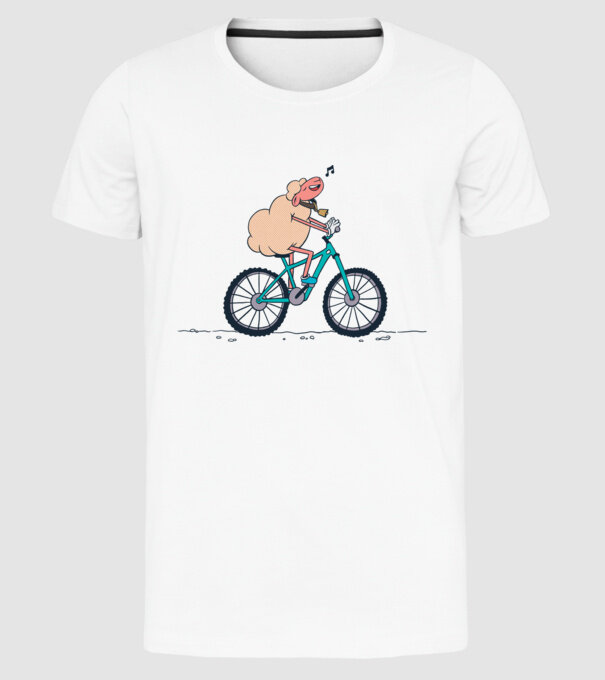 Miel cu bicicletă model alb pe tricou