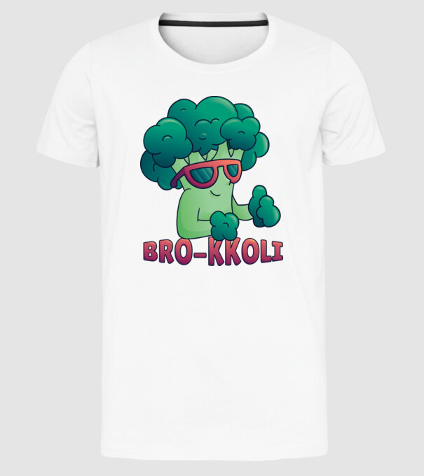 Broccoli model alb pe tricou
