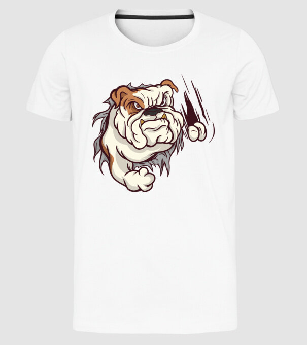 Bulldog model alb pe tricou