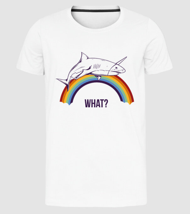 Rechin unicorn model alb pe tricou
