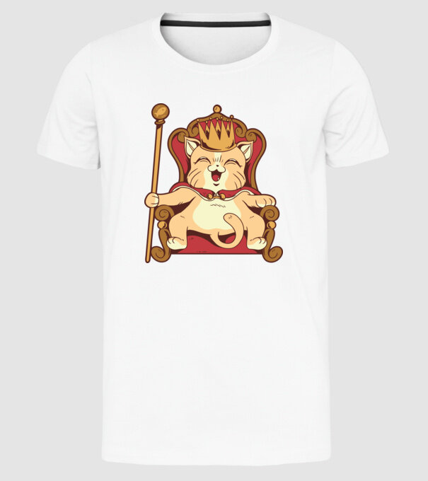 Cat King Pisică rege model alb pe tricou