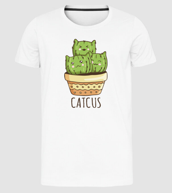 Catcus Pisică Cactus model alb pe tricou
