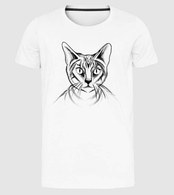Pisică desen model alb pe tricou