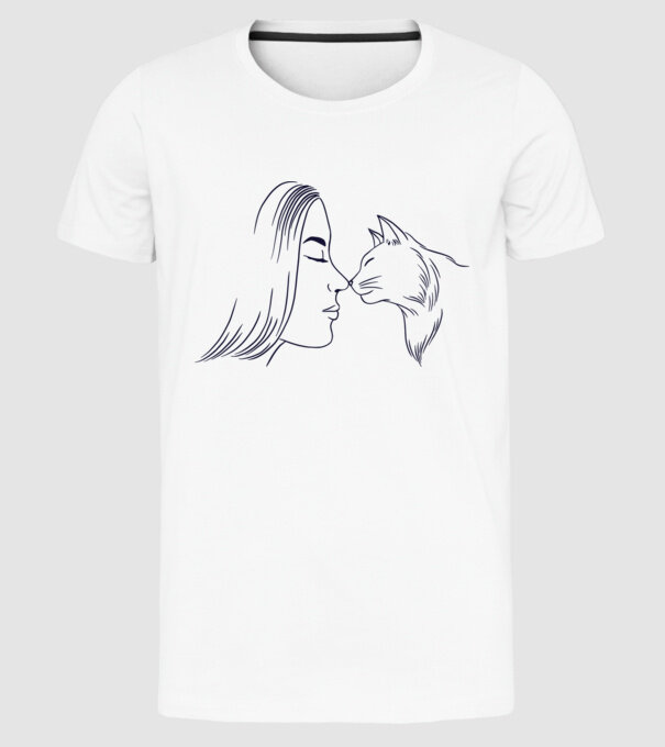 Dragoste Pisică model alb pe tricou