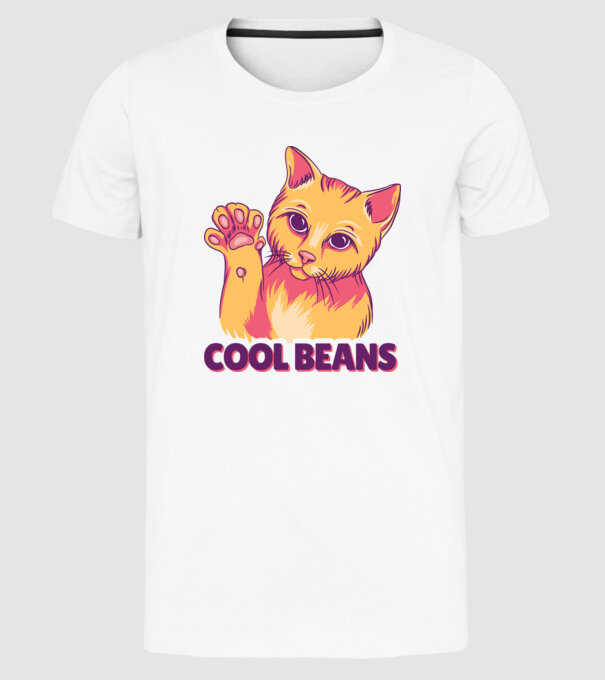 Cool Beans - talpă pisică model alb pe tricou