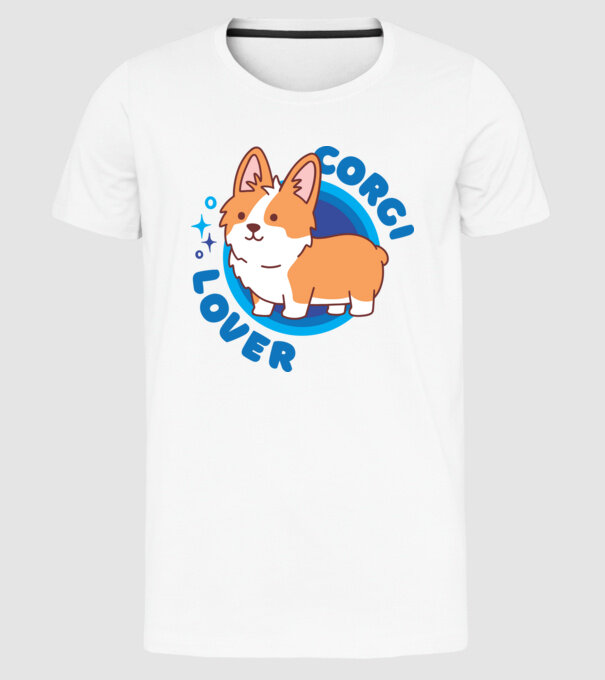 Corgi Lover model alb pe tricou