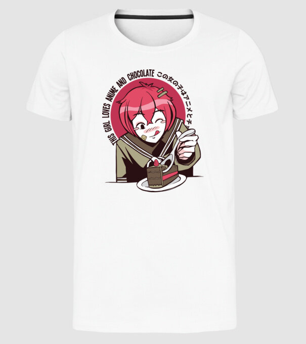 Doar o fată căreia îi place Anime și ciocolata model alb pe tricou