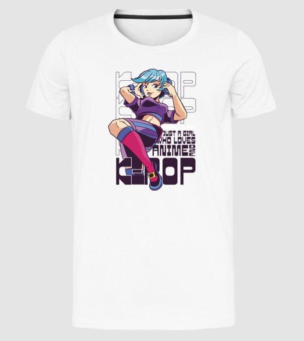 Doar o fată căreia îi place Anime și K-Pop model alb pe tricou