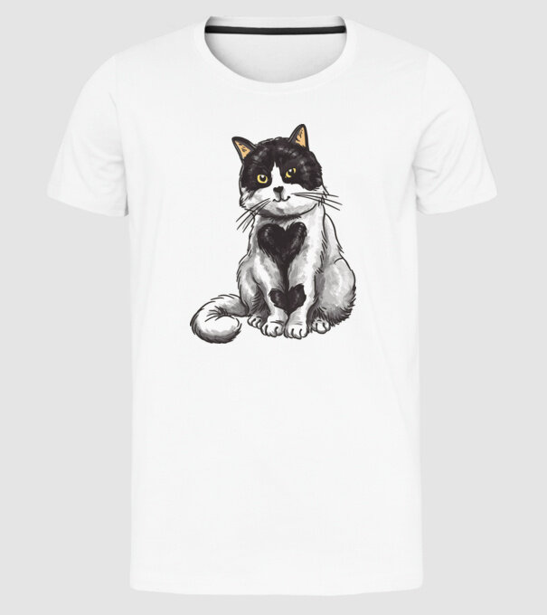 Pisicuță drăguță model alb pe tricou