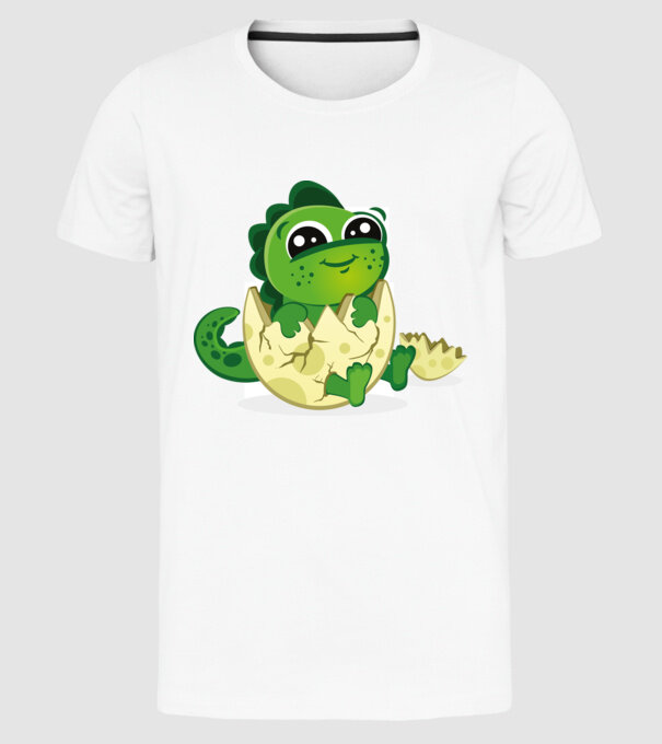 dinozaur drăguț în ou model alb pe tricou