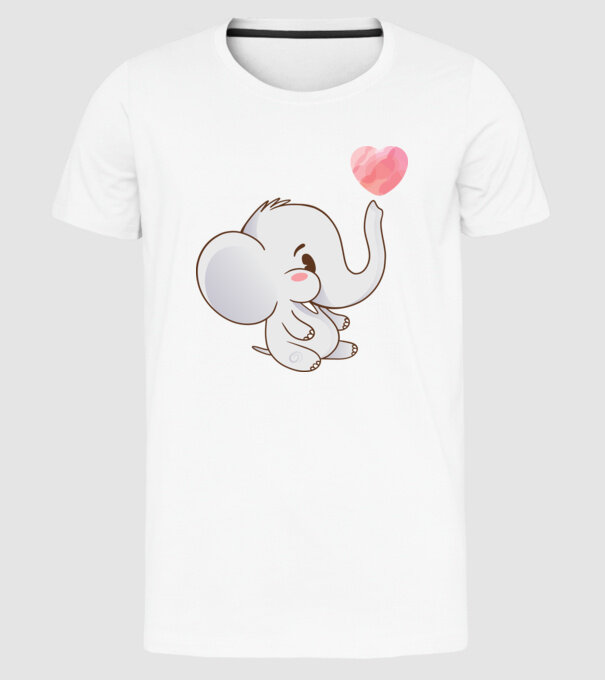 Elefant drăguț model alb pe tricou