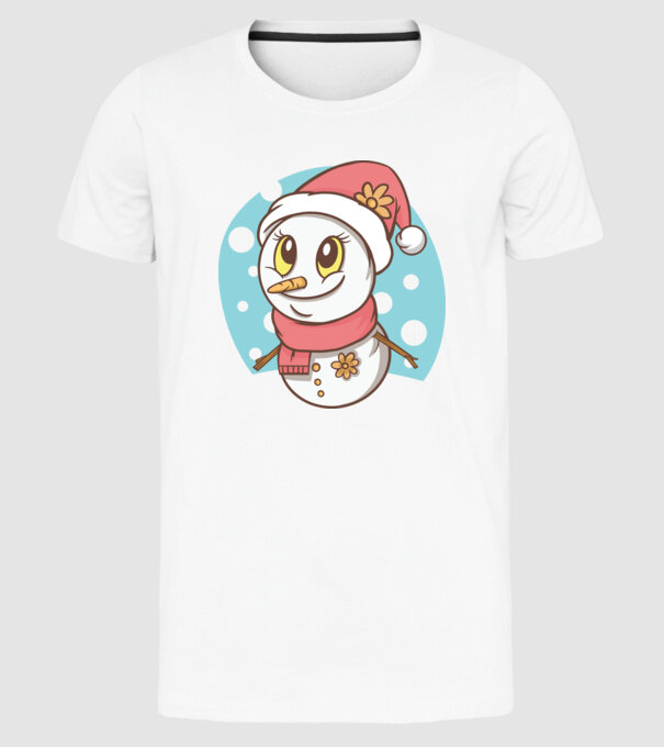 Om de zăpadă drăguț model alb pe tricou