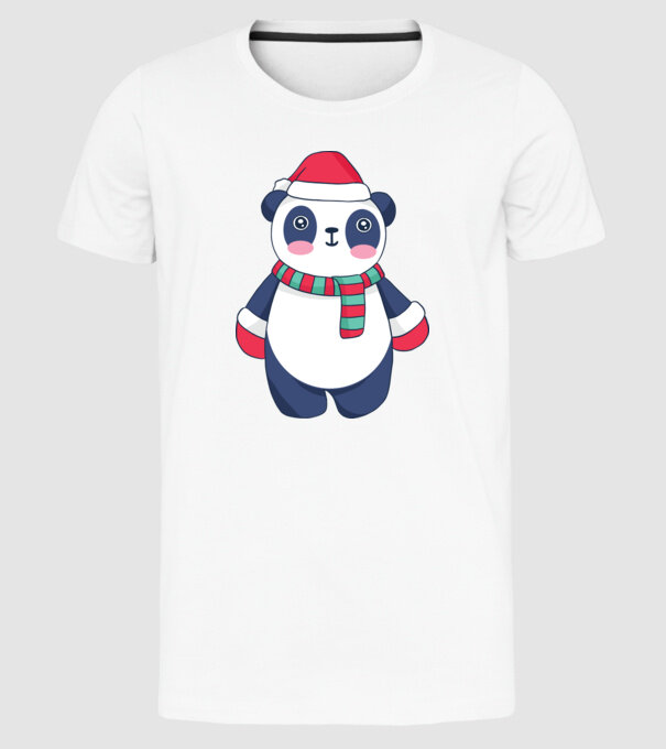 Panda drăguț de Crăciun model alb pe tricou