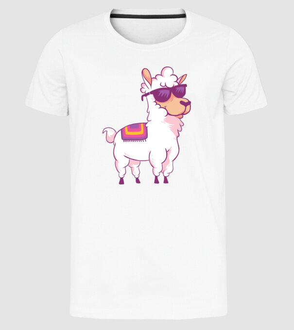 Llama drăguț model alb pe tricou