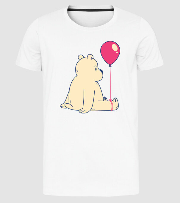 Teddy Drăguț cu Balon model alb pe tricou