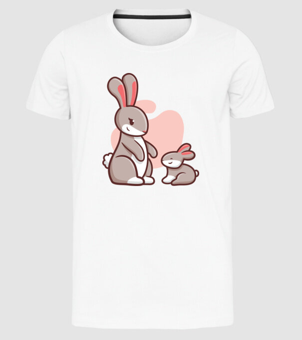 Iepurași drăguți model alb pe tricou