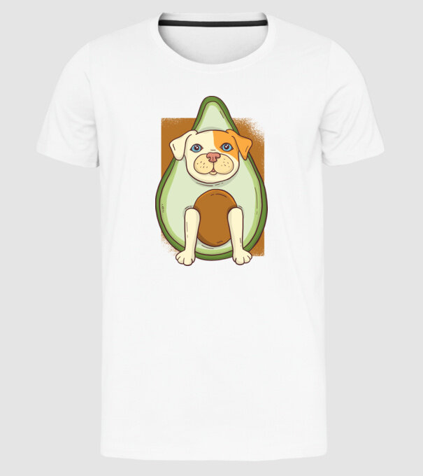 Pitbull Drăguț Avocado model alb pe tricou