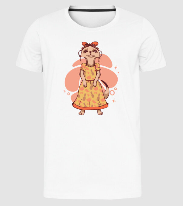 Suricată drăguță model alb pe tricou