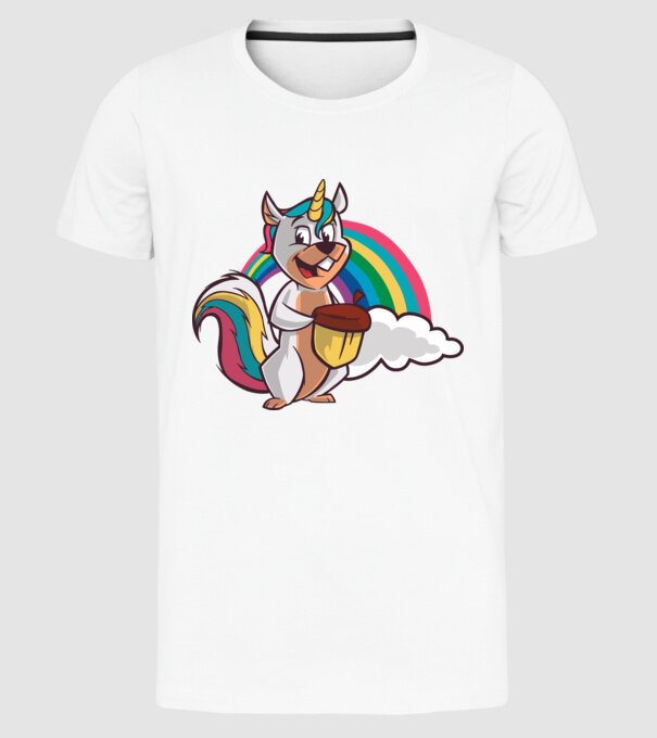 Unicorn drăguț Veveriță model alb pe tricou