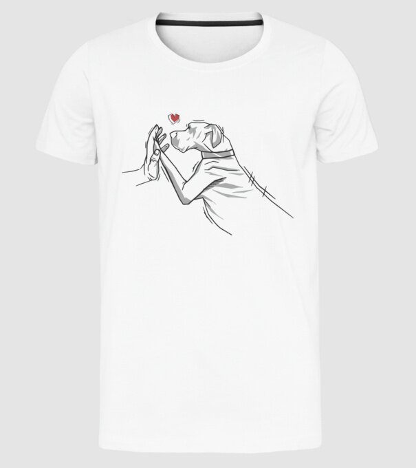 Dog danez bate palma model alb pe tricou