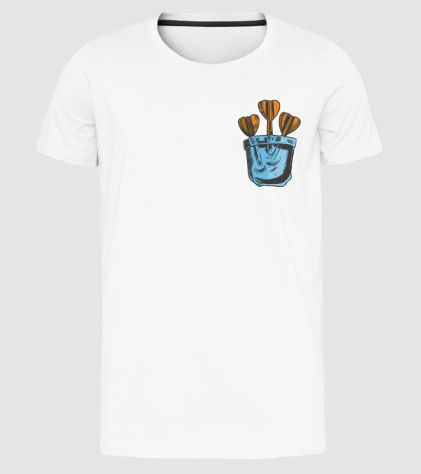 Darts buzunar model alb pe tricou