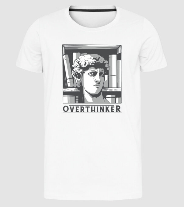 Statuia lui David model alb pe tricou
