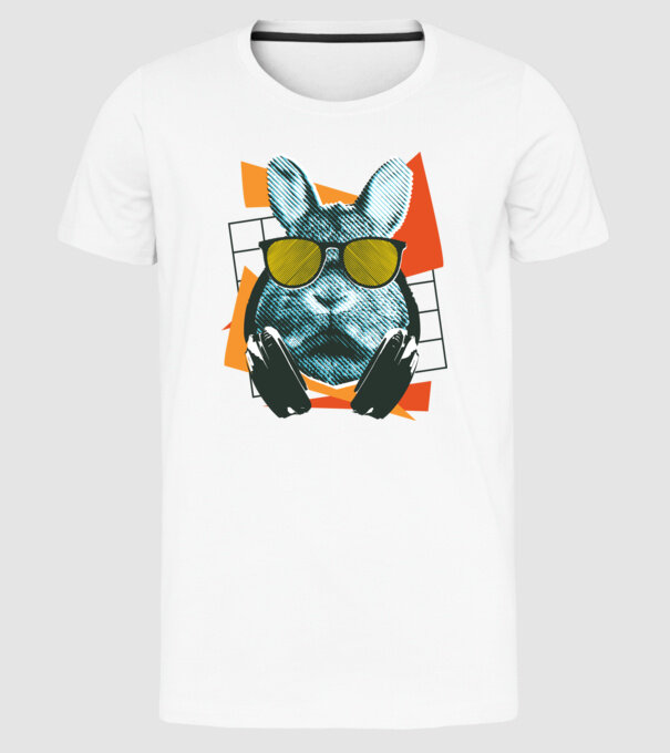 DJ Iepure model alb pe tricou