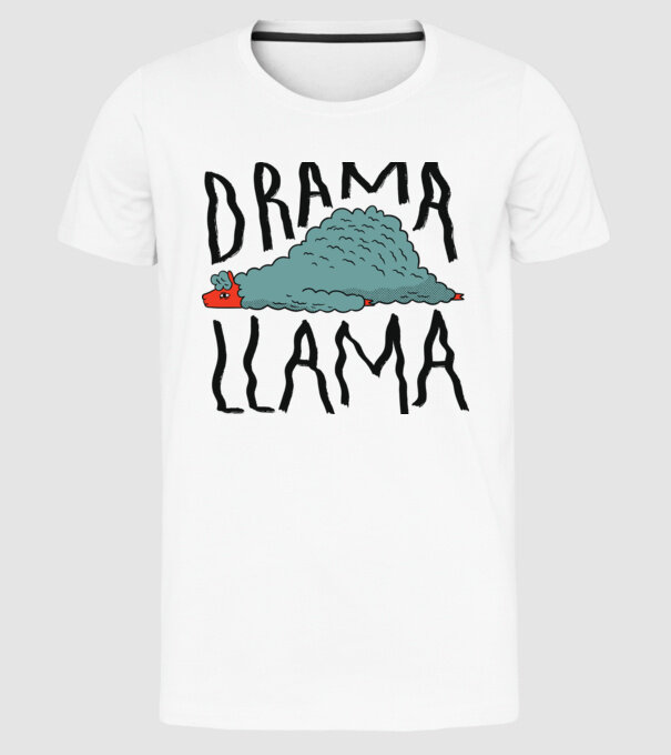Dramă Lama model alb pe tricou