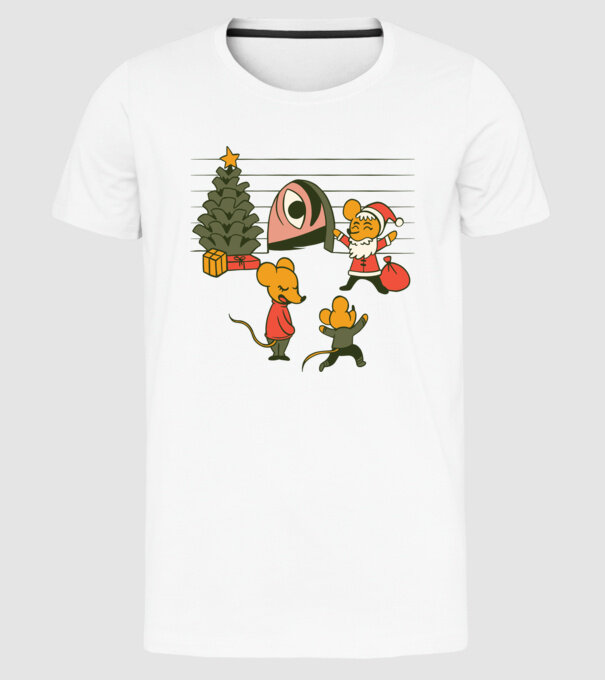 Crăciun Șoarece model alb pe tricou