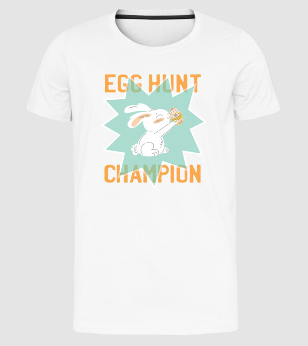 Egg Hunt Champion Campion la vânătoare de ouă model alb pe tricou