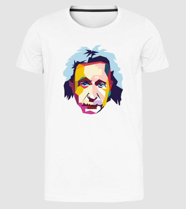 Einstein abstract model alb pe tricou
