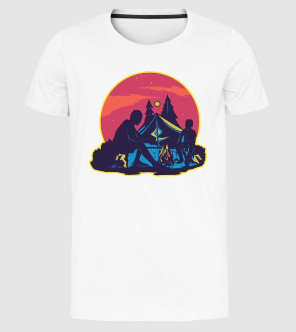 Campare pe timp de noapte model alb pe tricou