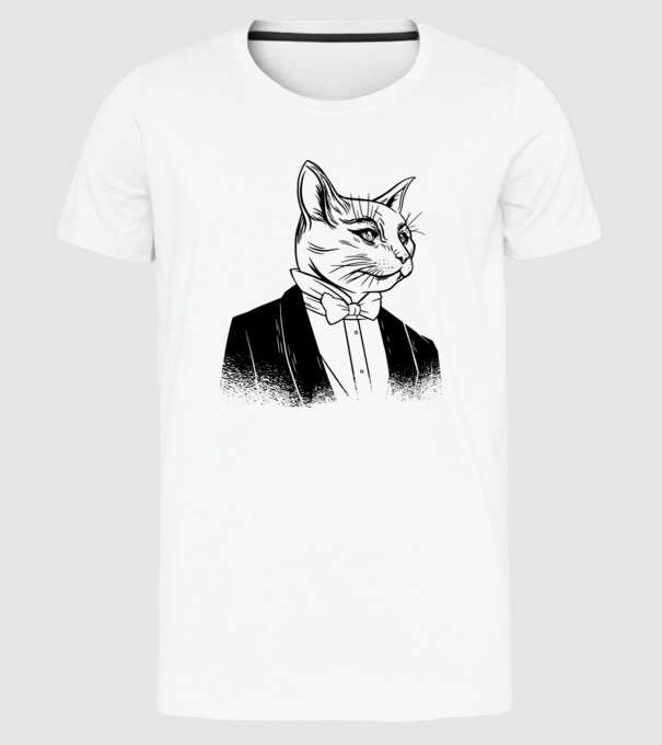 Pisică Elegantă model alb pe tricou
