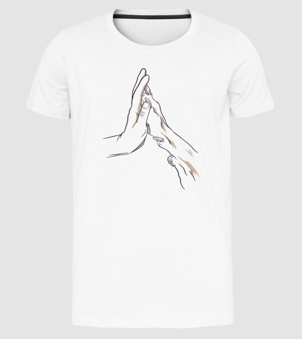 Prietenia câine om model alb pe tricou