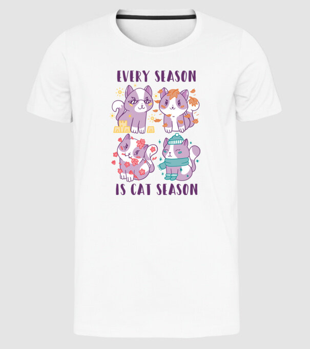 Every Season is Cat Season model alb pe tricou