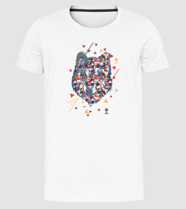 Lup - abstract model alb pe tricou