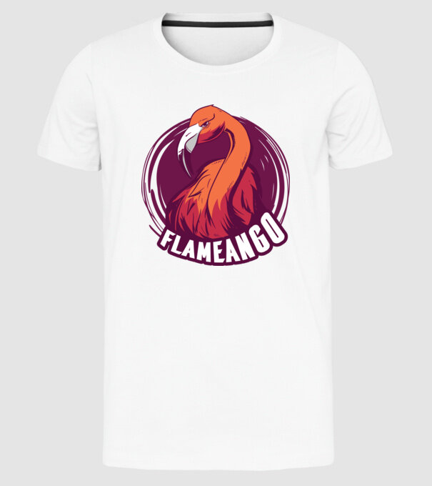 Flamingo model alb pe tricou